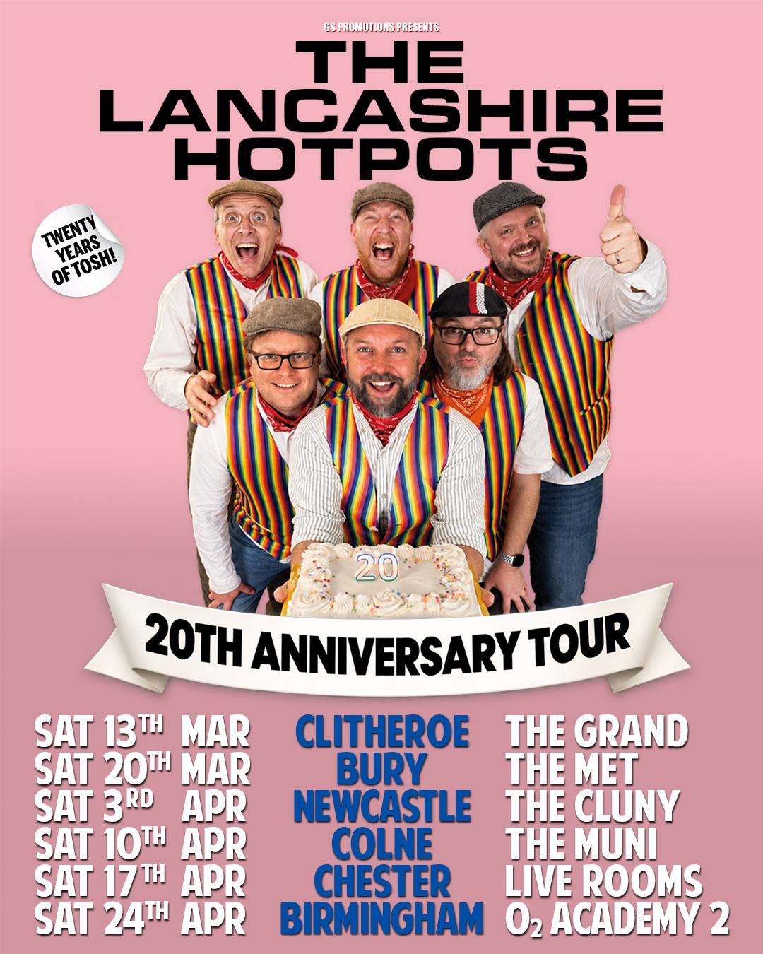 The Lancashire Hotpots 20th Anniversary tour promotional image