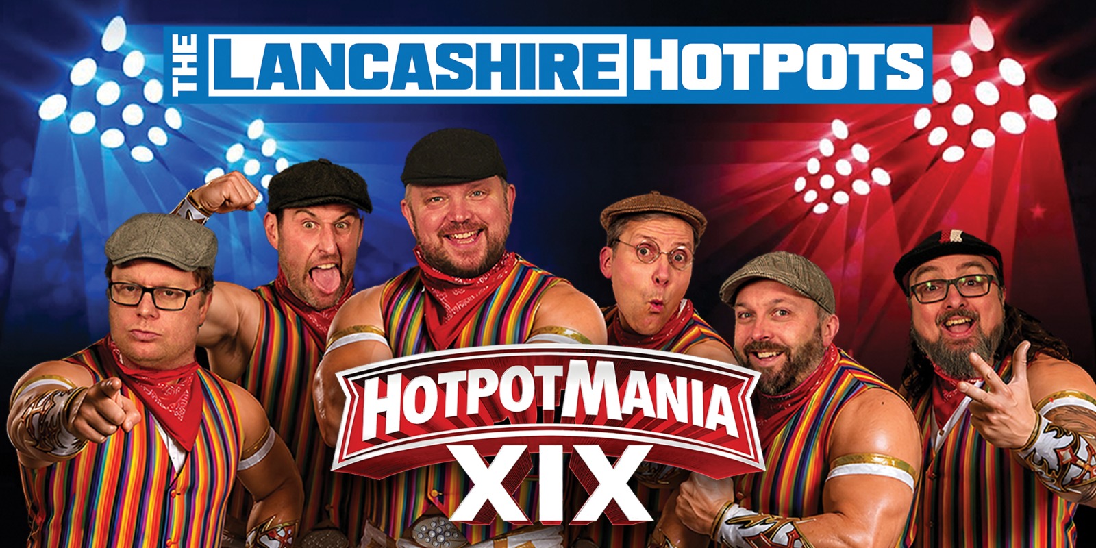 A promotional image of the Lancashire Hotpots for their 2026 Hotpotmania tour dates