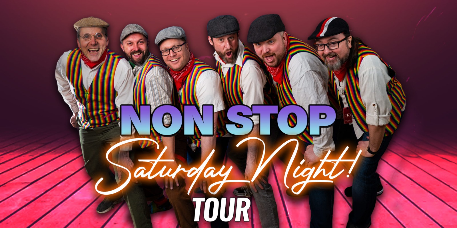 A promotional image of the Lancashire Hotpots for their 2024 Non Stop Saturday Night tour dates